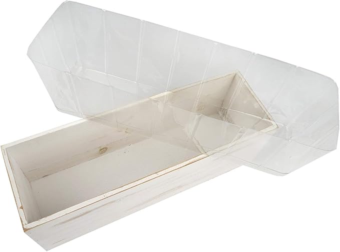 18x6-Inch Natural Whitewashed Wood Rustic Rectangular Planter Boxes Holders Centerpieces Wedding Decorations Party