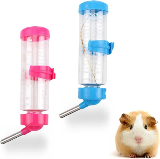 2 PCS Cage Water Bottle No Drip Small Animal Water Bottle Pet Water Bottle for Rabbit Guinea Pig Hedgehog Squirrel Hamster...