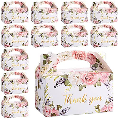 Xinnun 50 Pcs Thank You Treat Boxes Thanksgiving Floral Gift Box Wedding Party Favors Boxes Employee Appreciation Gifts Bo...