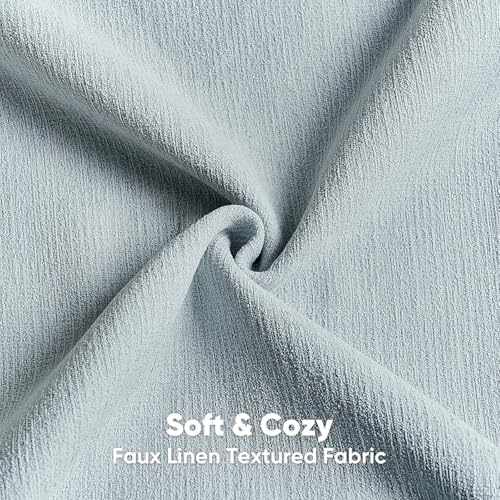 HAUSSY Dusty Blue Throw Pillow Covers 18x18 Inch Set of 2,Boho Decorative Faux Linen Throw Pillows Cozy Farmhouse Accent C...