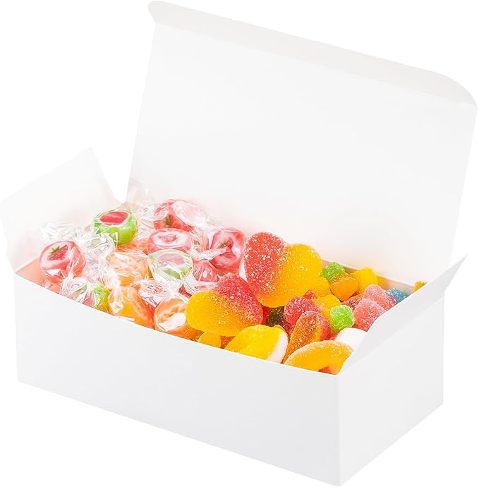 UnicoPak 20 Pack White Small Gift Boxes, 1/2 Lb. Candy Boxes, Food-grade Material, Ideal for Food or Gift Packaging, Gifti...