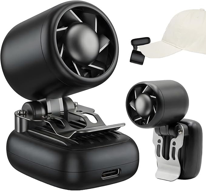 KIMWIND Clip-On Hat Fan with 3 Gear, Super-Mini Portable Handheld Fan, Only 0.13lb, Foldable Personal Fans Rechargeable, F...