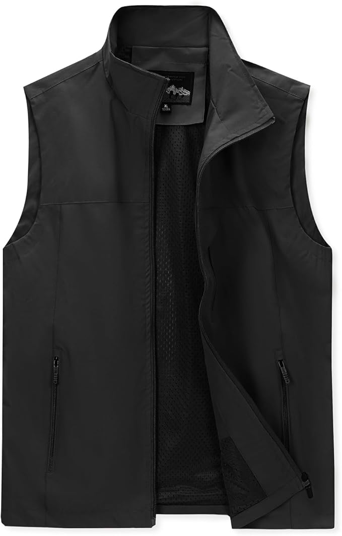 MANLUODANNI Men's Lightweight Vest Sleeveless Outdoor Work Jacket for Travel Hiking Running