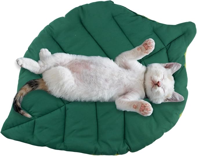HACRAHO Cat Cooling Mat Pet Leaf Shaped Pad，Leaf Shaped Cotton Soft Warm Pet Pad Blanket for Indoor Bed Couch Sofa Floors ...