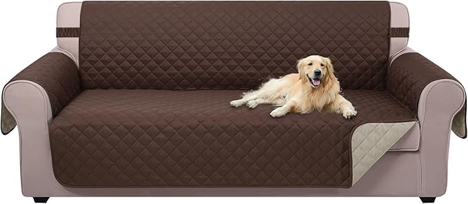 U-NICE HOME Reversible Sofa Cover Washable Couch Cover for Dogs Friendly with Elastic Straps Water Repellent Furniture Pro...