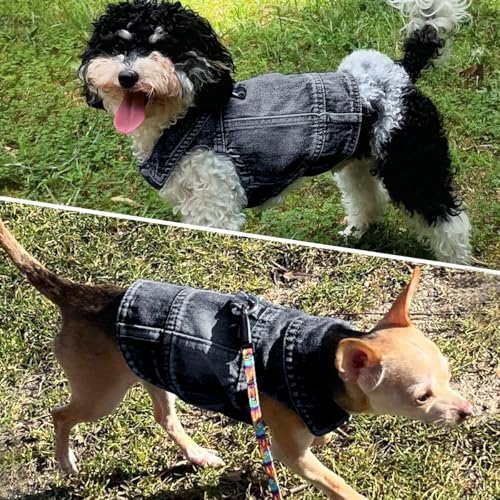 LKEX Dog Jean Jacket, Blue Denim Shirt Classic Lapel Vest Coat Costume Puppy T-Shirt, Comfort Tank Top Cool Apparel, Washe...