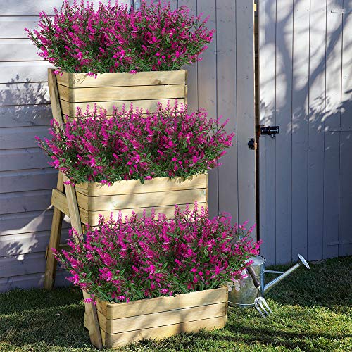 ArtBloom 16 Bundles Outdoor Artificial Lavender Fake UV Resistant No Fade Flowers Shrubs, Faux Plastic Greenery for Hangin...