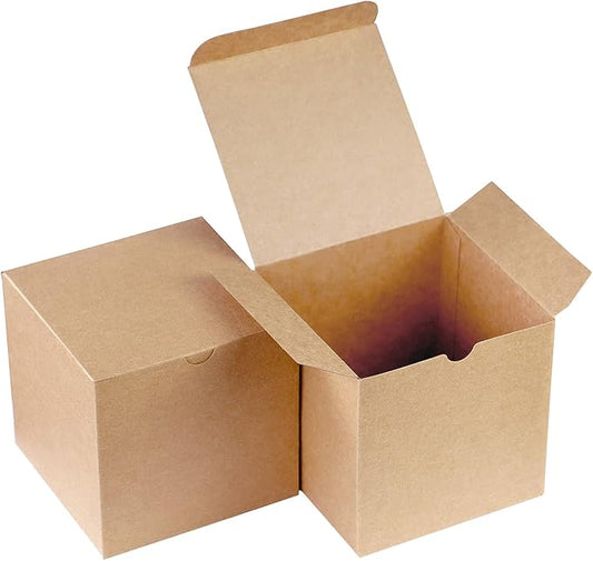 Xxcxpark 48 PCS Brown Gift Boxes 4x4x4 inches, Decorative Party Favor Gift Packaging Box with Lid for DIY Crafting, Cube, ...