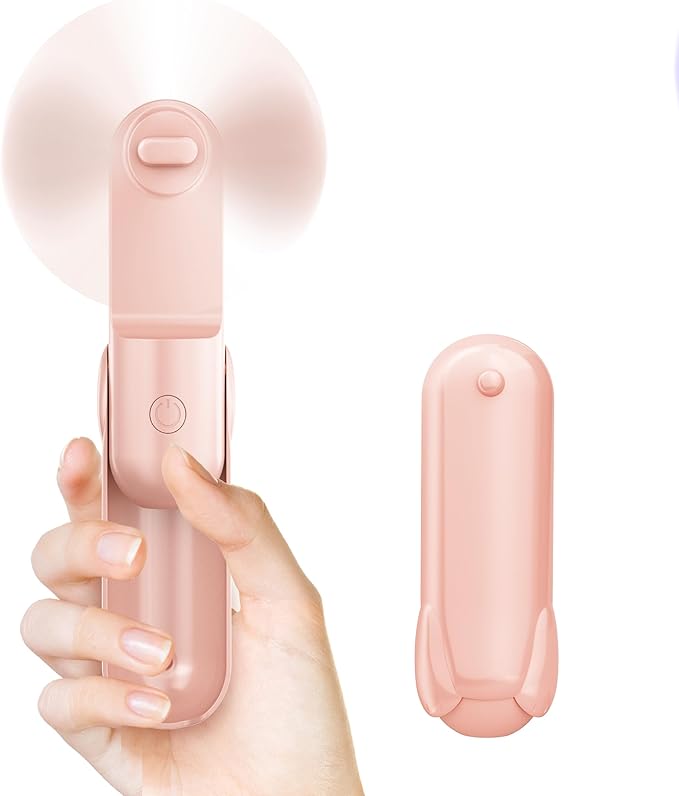 Jkjoy Mini Handheld Fan, Portable Hand Fan with USB Rechargeable, 2000 mAh Battery Operated, 3 Speeds Adjustable, 2 IN 1 S...