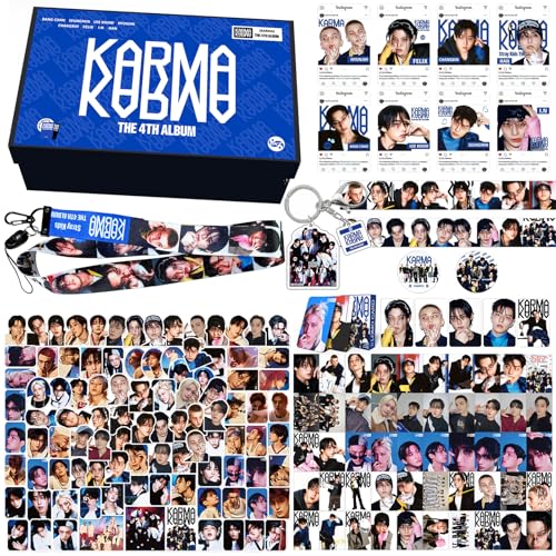 KPOPBP New Album Karma Gift Box Set, Photocards, Laptop Stickers, Keychain, Lanyards and Tape Rolls, Gift for SKZ Boys and...