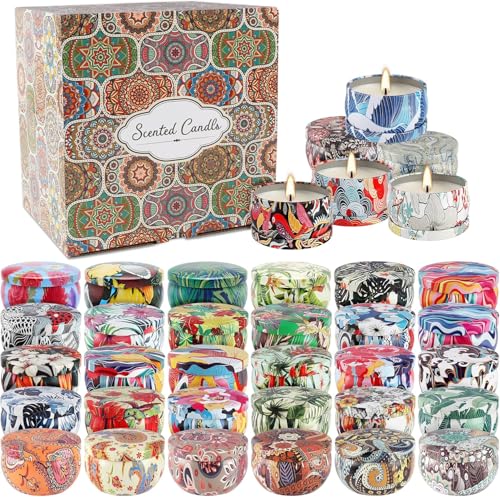 AYIQIW Set 36Pack Scented Candles Gifts Soy Wax Travel Tin Jar Candles for Home 2.5 OZ jar Candles for Mom, Birthday, Than...