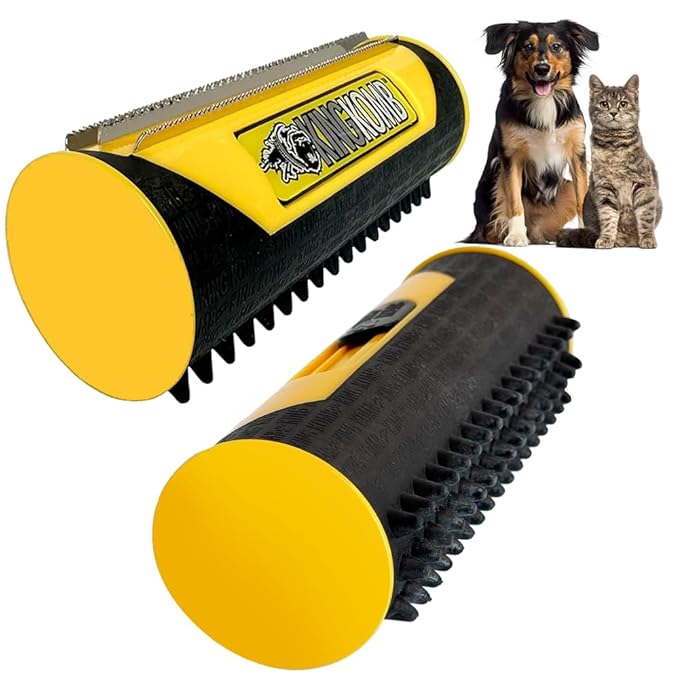 King Kanine Deshedding Dog Brush - Self Cleaning Deshedding Brush for Cats Dogs and Horses - Pet Comb for Grooming and Rem...