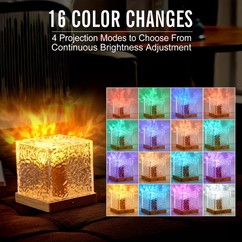 Ocean Wave Projector Light - 16-Color Luminorthe Cube Lamp with Remote, 3D Holographic Water Ripple Romantic Ambient Light...