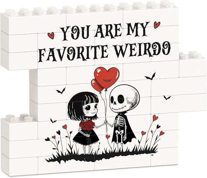 IDELTIME Anniversary Sign Gifts for Men Women, Gothic Building Blocks Puzzle Plaque, Romantic I Love You Birthday Gifts fo...