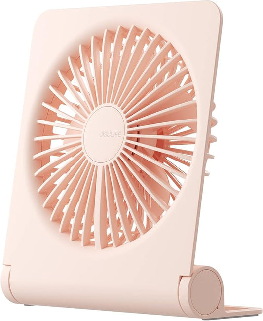 JISULIFE Small Desk Fan, Portable USB Rechargeable Fan, 160° Tilt Folding Personal Mini Fan with 4500mAh Battery, Strong W...
