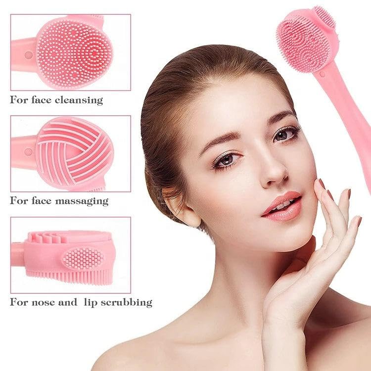2PCS Silicone Facial Cleanser Tool,Silicone Face Manual Beauty Tools Facial Cleanser Soft Bristle Cleaning Tool Double-Sid...