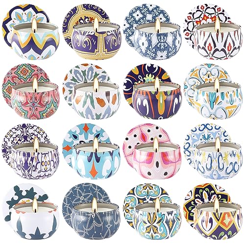 Wfmolcand 16 Pack Small Scented Candles Set-2.5 oz Aromatherapy Candle 100% Natural Soy Wax-Portable Travel Tin Candle for...