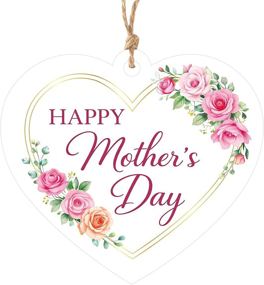 Anwyll Mothers Day Gift Tags - 50Pcs Happy Mother's Day Tags with String Floral Mom Heart Shape Tag Personalized Best Mom ...
