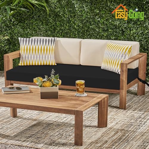 Easy-Going 42x18x3 inch Waterproof Outdoor Couch Bench Cushion Covers Only Replacement Non-Slip Patio Seat Cushion Slipcov...