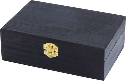 Creative Hobbies Small Black Wooden Keepsake Box with Gold Clasp - 6″ × 4″ × 2″ Painted Storage Case for Jewelry, Photos, ...