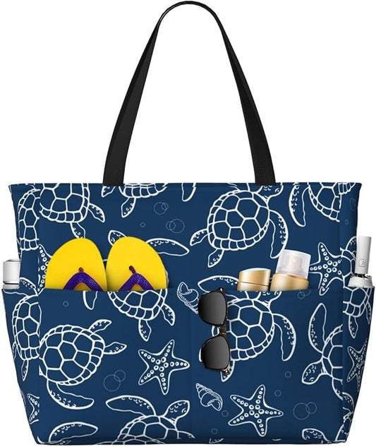 BJQ Beach Tote Bag for Women Beach Bag Waterproof and Sandproof Tote Bag with Wet Bag Large Travel Bag for Weekend Travel