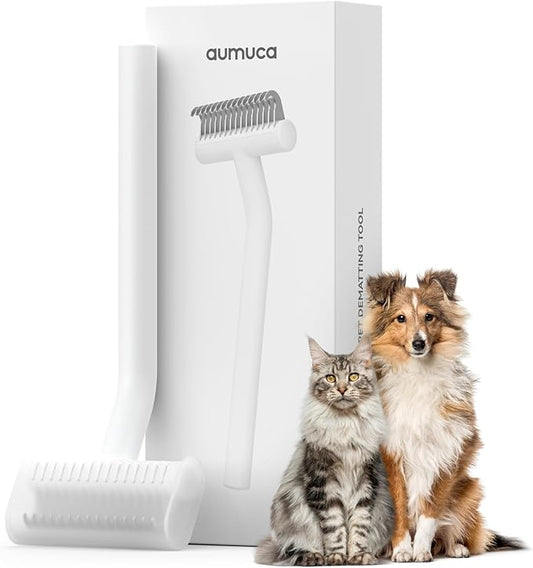 aumuca Undercoat Rake for Cats & Small/Medium Dogs – Deshedding Brush & Dematting Comb for Double-Coated Pets with Long or...