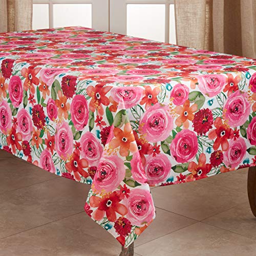 SARO LIFESTYLE Santa Monica Floral Tablecloth, Multi, 65"x104"