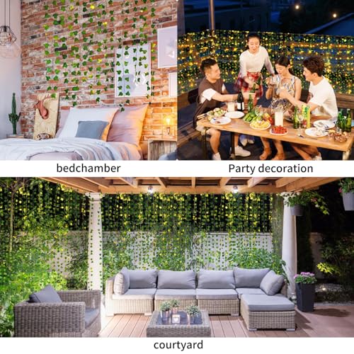 Freyalife Fake Vines for Room Decor(24Pack168Ft),with CE Certified 160 LED String Lights,Artificial Plant Ivy for Aestheti...