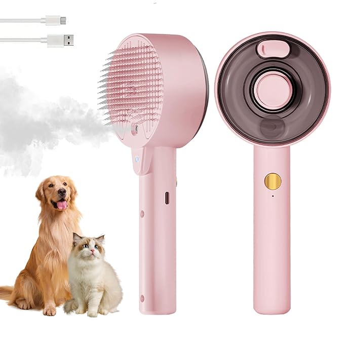 Cat Steam Brush,Cat Brushes for Indoor Cats, 4 In 1Spritz Spray Defur Comb, Cloud Care Shedding Control, Pet Grooming Brus...