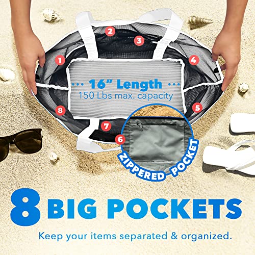 Dejaroo Mesh Sand Free Bag - Strong Lightweight Bag For Beach & Vacation Essentials. Tons of Storage!