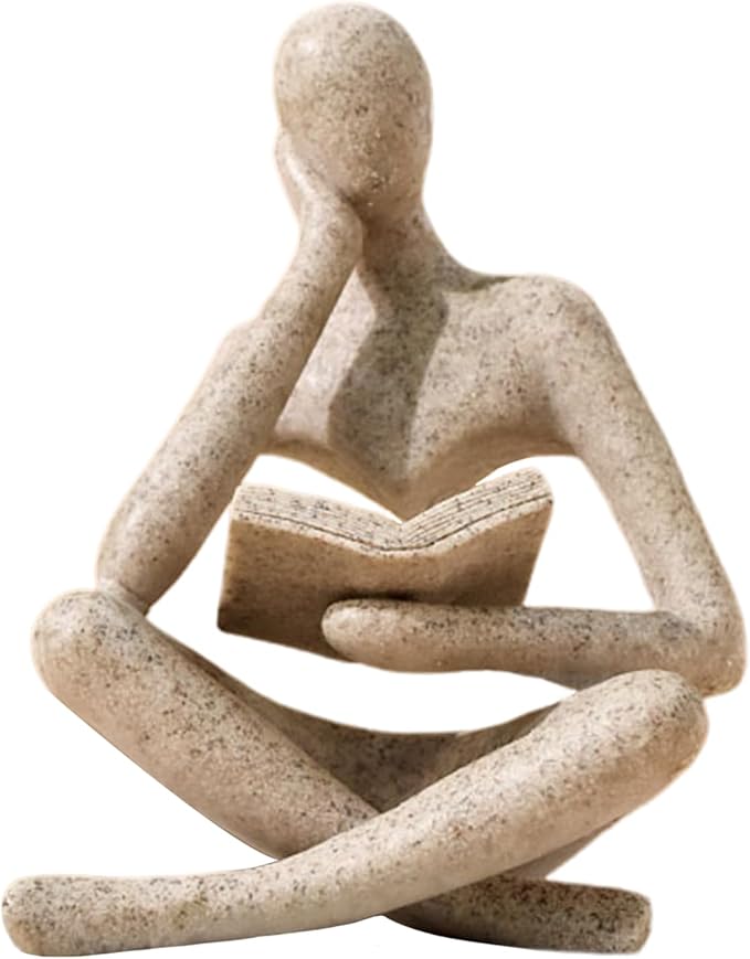 UTTCMK Bookshelf Decor Thinker Statue - Abstract Art Reading Thinker Sculpture Figurine Aesthetic, Modern Home Decoration ...