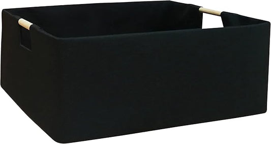 FUULOXE Storage Bin for Shelves Rectangle Closet Baskets Foldable Box with Handles Black Storage Boxes for Home Office Car...