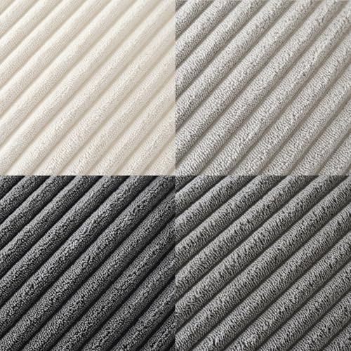 Volcanics Set of 4 Neutral Grey Corduroy Decorative Couch Throw Pillow Covers 18x18 Inch, Western Modern Farmhouse Striped...