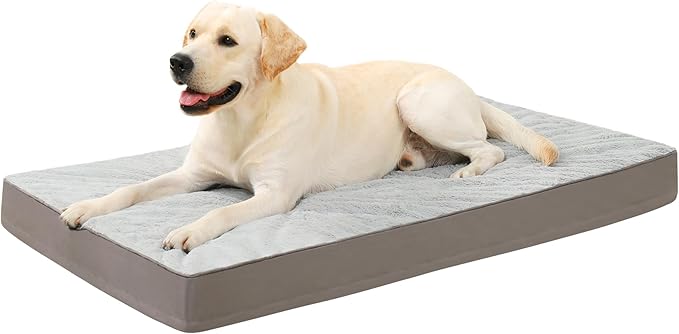 KSIIA Orthopedic Dog Bed Dog Crate Bed Waterproof for Large Dogs Deluxe Plush Washable Pet Mat with Egg Crate Foam & Remov...