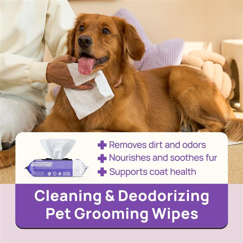 HICC PET Wipes for Dogs and Cats, Vet-Recommended Pets Cleaning Wipes, Deodorizing Hydrating, Nourishes Smoothes Fur, Ferm...