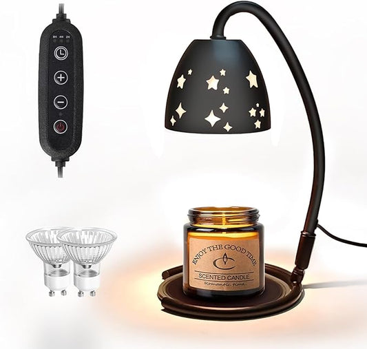 KEBEN Candle Warmer Lamp, Electric Candle Lamp Warmer, Metal Foldable Wax Melting Warmer for Jar Candles with 2 Bulbs, Mot...