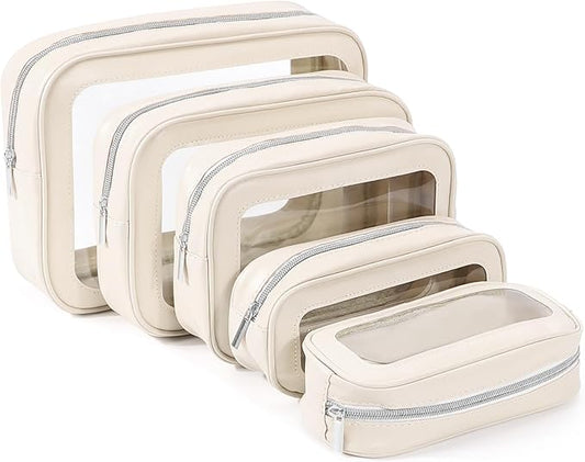 YOPCDJ 5PCS Diaper Bag Organizer Pouch Set, TSA Approved Toiletry Bag，Clear Waterproof TPU Makeup Bag Set Travel Organizer...