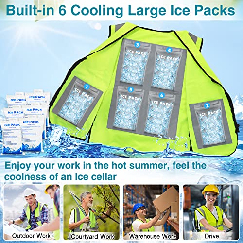 NJDGF Cooling Safety Vest with 24Pcs Ice Packs - Ice Cooling Vest for Men Women Cool Vest for Hot Weather Work