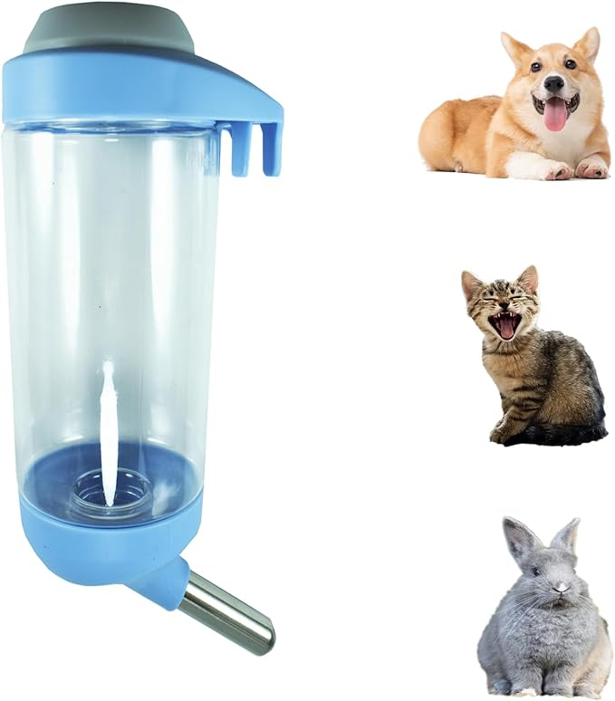 DEEUCHIS Dog Crate Water Bottle - 17 oz No Drip Kennel Pet Water Dispenser, Easy-to-Use Cage Water Bottle for Dogs, Cats, ...