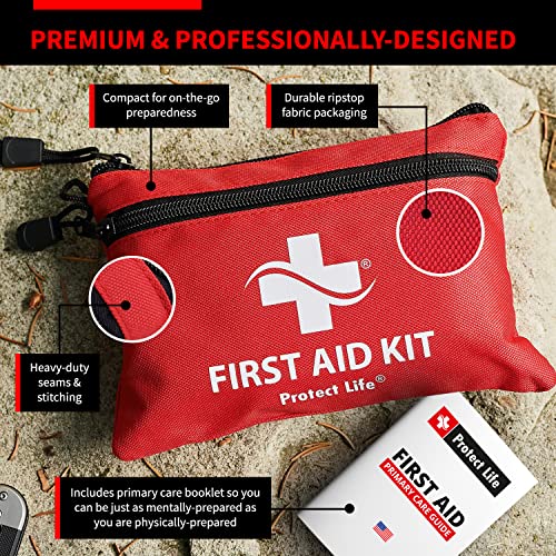 Protect Life First Aid Kit, Travel First Aid Kit for Car, 100 Piece Compact Emergency Preparedness Starter Kit for Home, O...