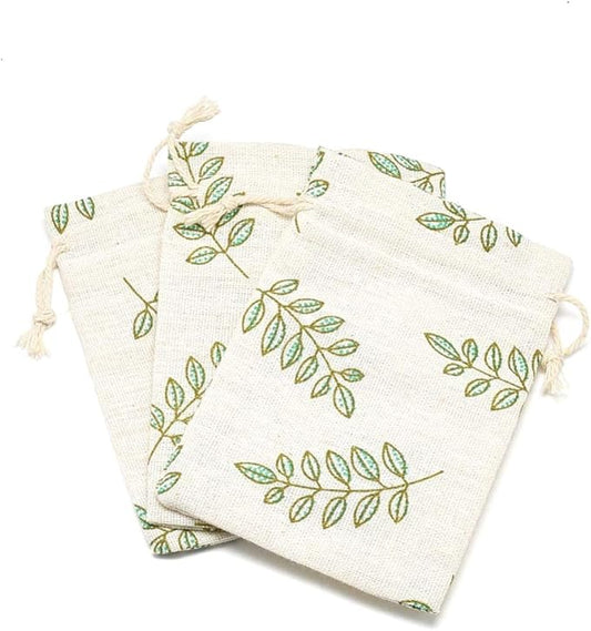 KISSITTY 50 Pack Cotton Cloth Storage Bags with Drawstring Easter 3.9x5.5 Inch Leaf Printed Reusable Jewelry Gift Pouches ...