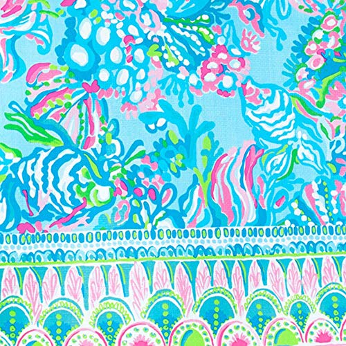 Lilly Pulitzer Blue/Green Market Shopper Bag, Reusable Grocery Tote with Comfortable Shoulder Straps, Aqua La Vista