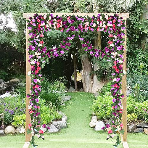 Miracliy 8 Pack 65 FT Flower Garland Decorations Plastic Artificial Flowers for Wedding Decoration Photo Booth Backdrop