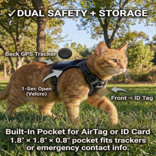 Luxelle Escape-Proof Cat Harness and Leash Set – Adjustable No Pull Soft Vest with 360° Reflective Straps, Built-in Pocket...