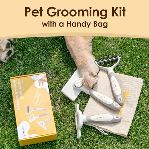 Professional Deshedding Dog Brush Grooming Kits, for Long-Haired Dogs and Cats - Dog Deshedding Brush and Slicker Brush Se...