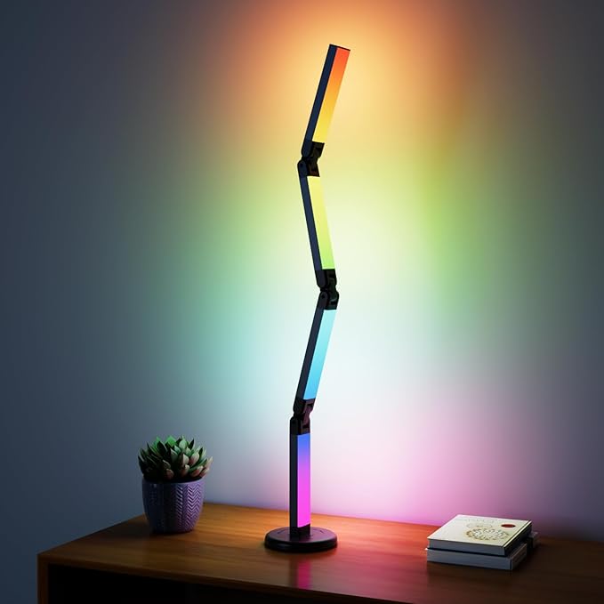 Led Desk Lamp with Atmosphere Lighting, Smart RGB LED Desk Lamp-Music Sync and 16 Million DIY Colors, Foldable Lamp with D...