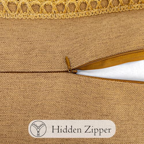 JoraLion Burlap Linen Lumbar Pillow Cover 14 x 36 inch, Trimmed Tailored Edges Cushion Cover Farmhouse Modern Decorative P...