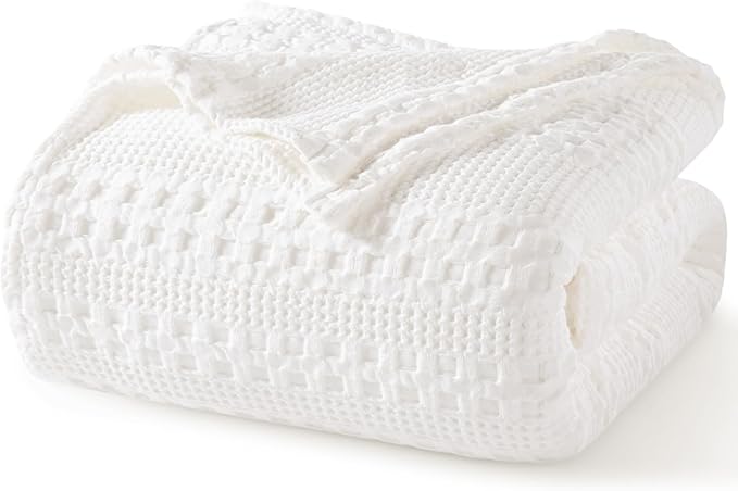 PHF 100% Cotton Waffle Weave Blanket King Size for Bed, Soft Lightweight & Breathable for Spring and Summer, All-Season Co...