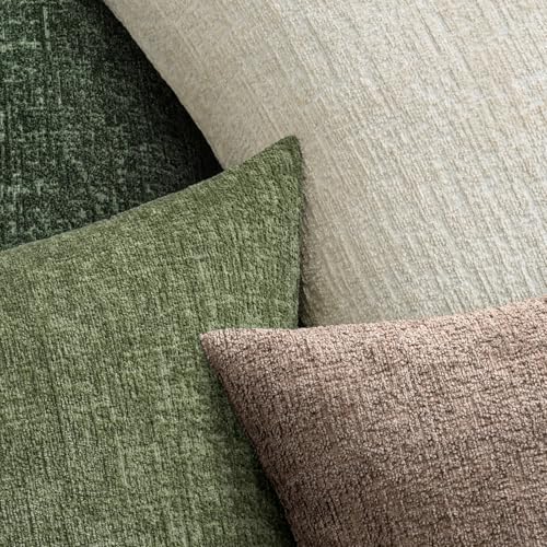 MIULEE Decorative Throw Pillow Covers 20x20 Pack of 2 Beige Couch Pillow Covers Soft Cozy Textured Chenille Pillowcases fo...
