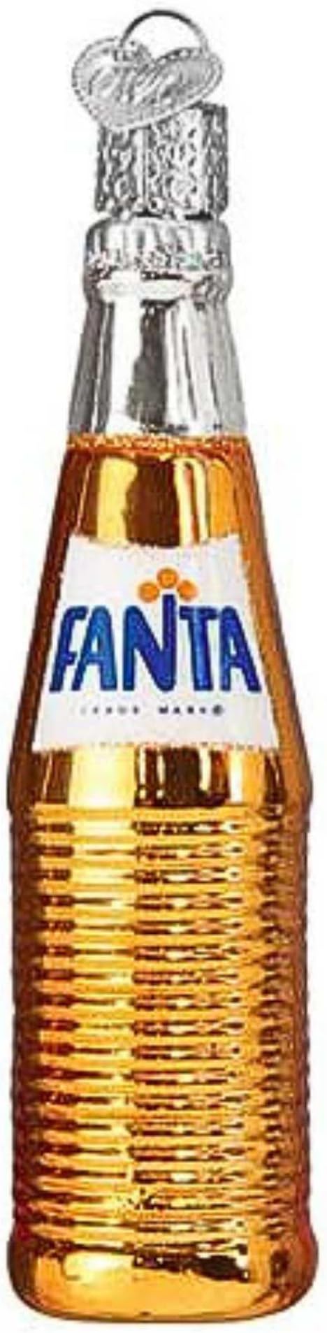 Old World Christmas Fanta Bottle Glass Blown Ornament for Christmas Tree, Handcrafted Holiday Decoration, Soda Collection